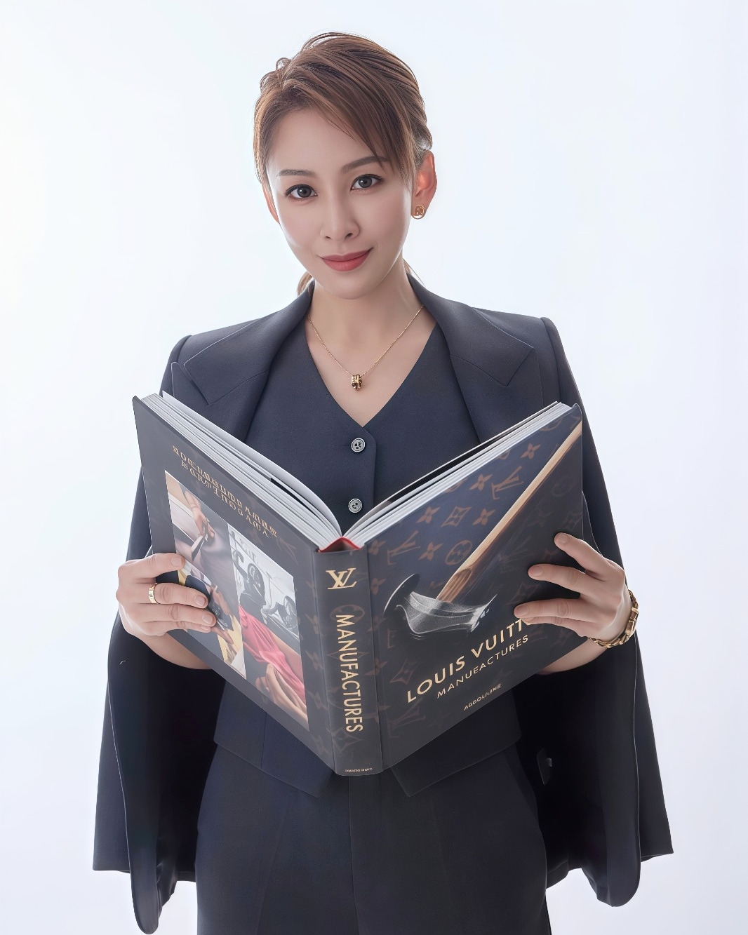 Samantha Loh holding the Louis Vuitton Manufactures book